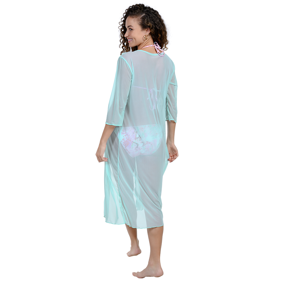 Micro mesh tie front kimonos