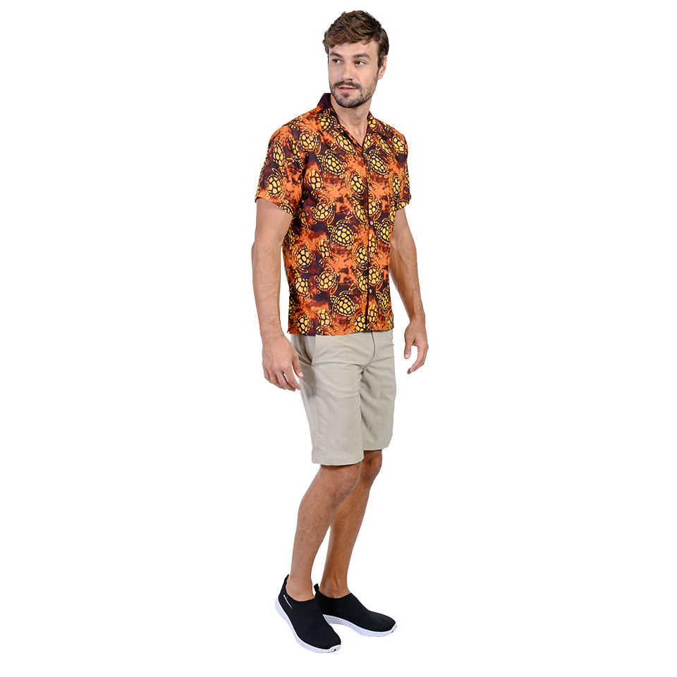 KOHS31-BRN- Brown Turtles Print Shirt