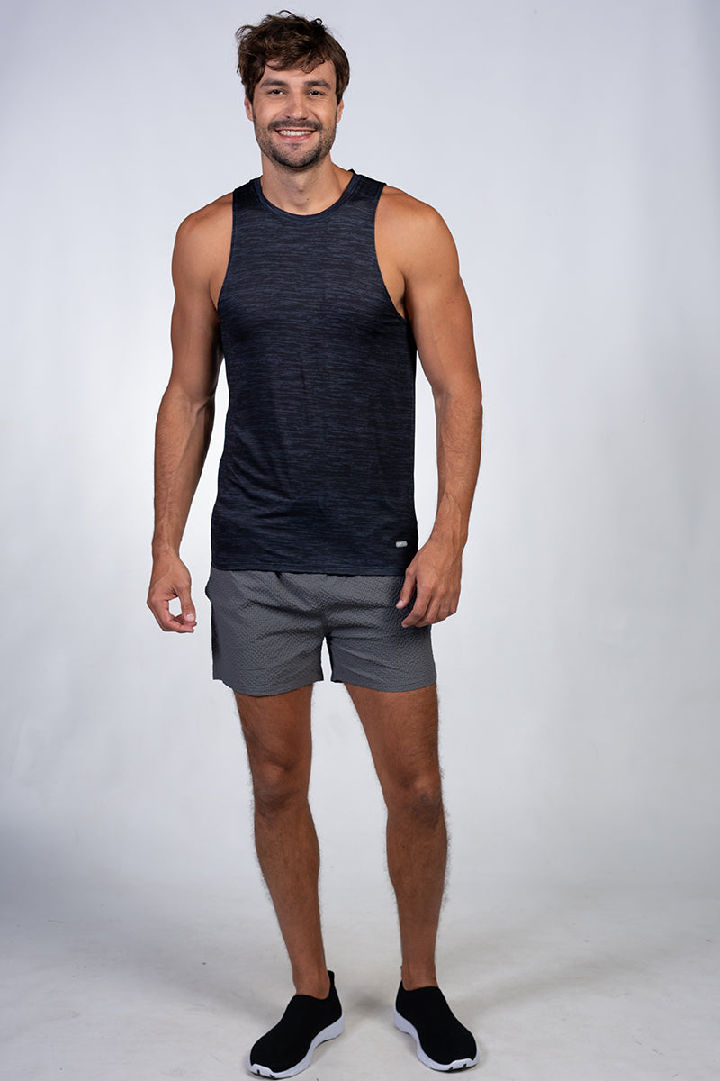 Men's dark charcoal space dye tank shirt