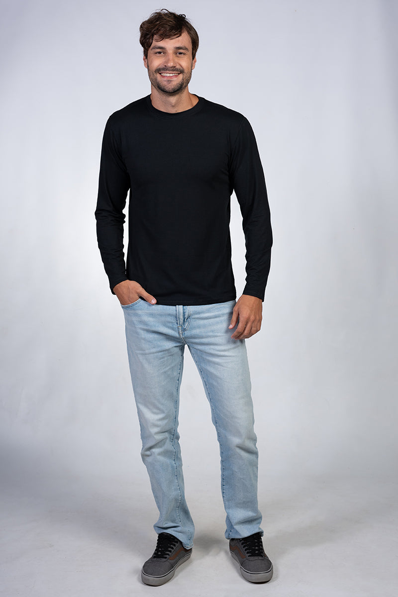 Brushed black crew neck shirt