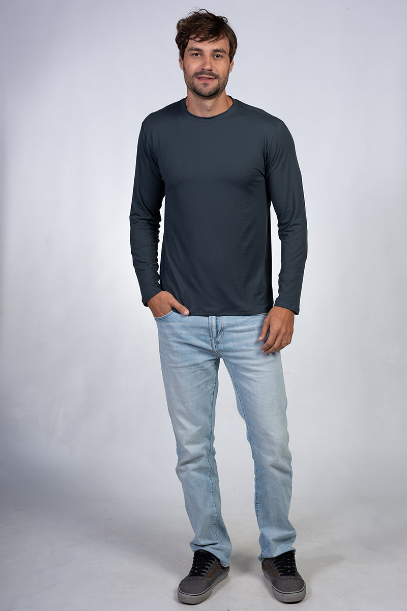 Brushed long sleeve crew neck