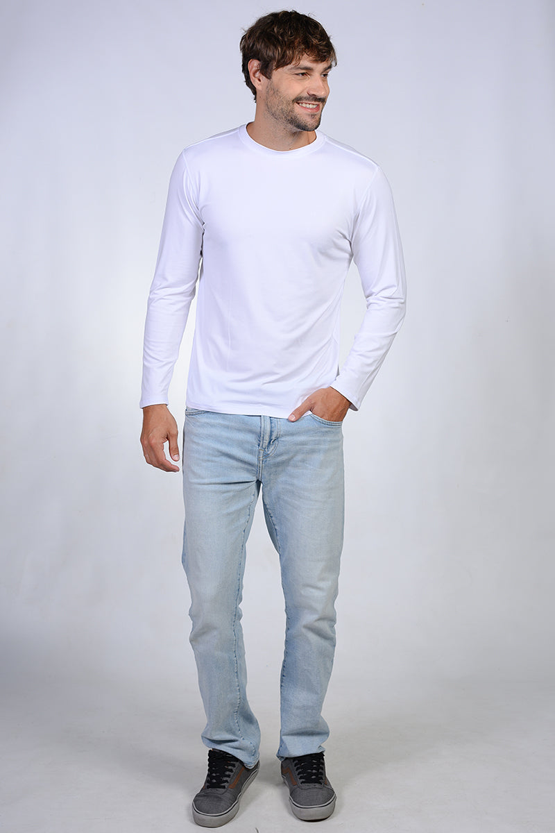 Brushed white crew neck shirt