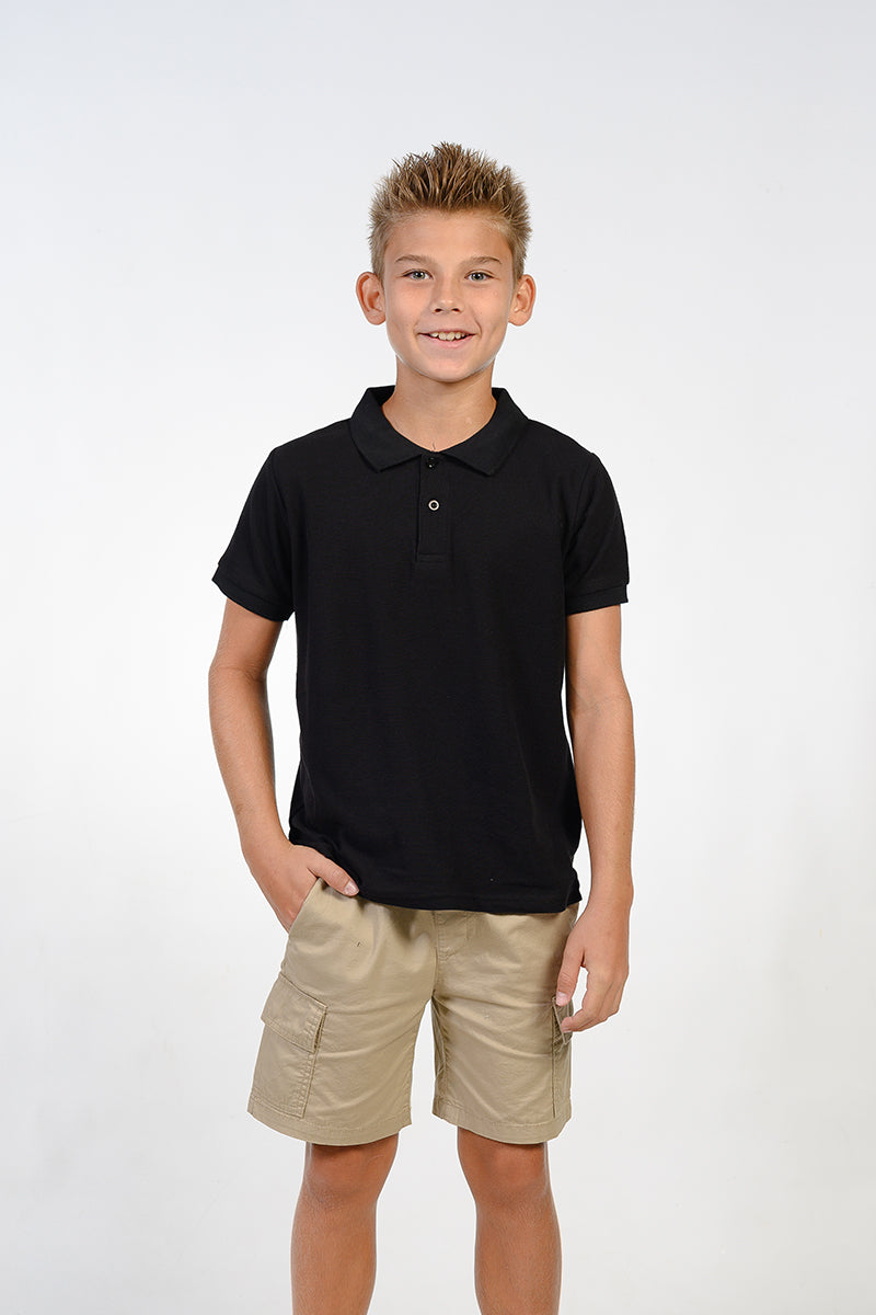 Black short sleeve polo shirt
