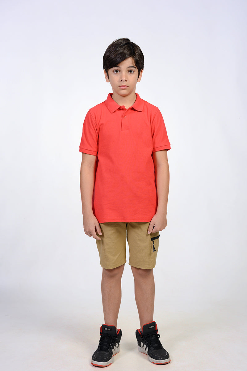 Crimson red short sleeve polo shirt