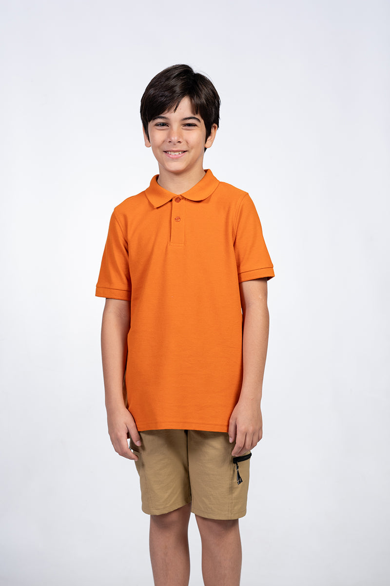 Pumpkin color short sleeve polo shirt