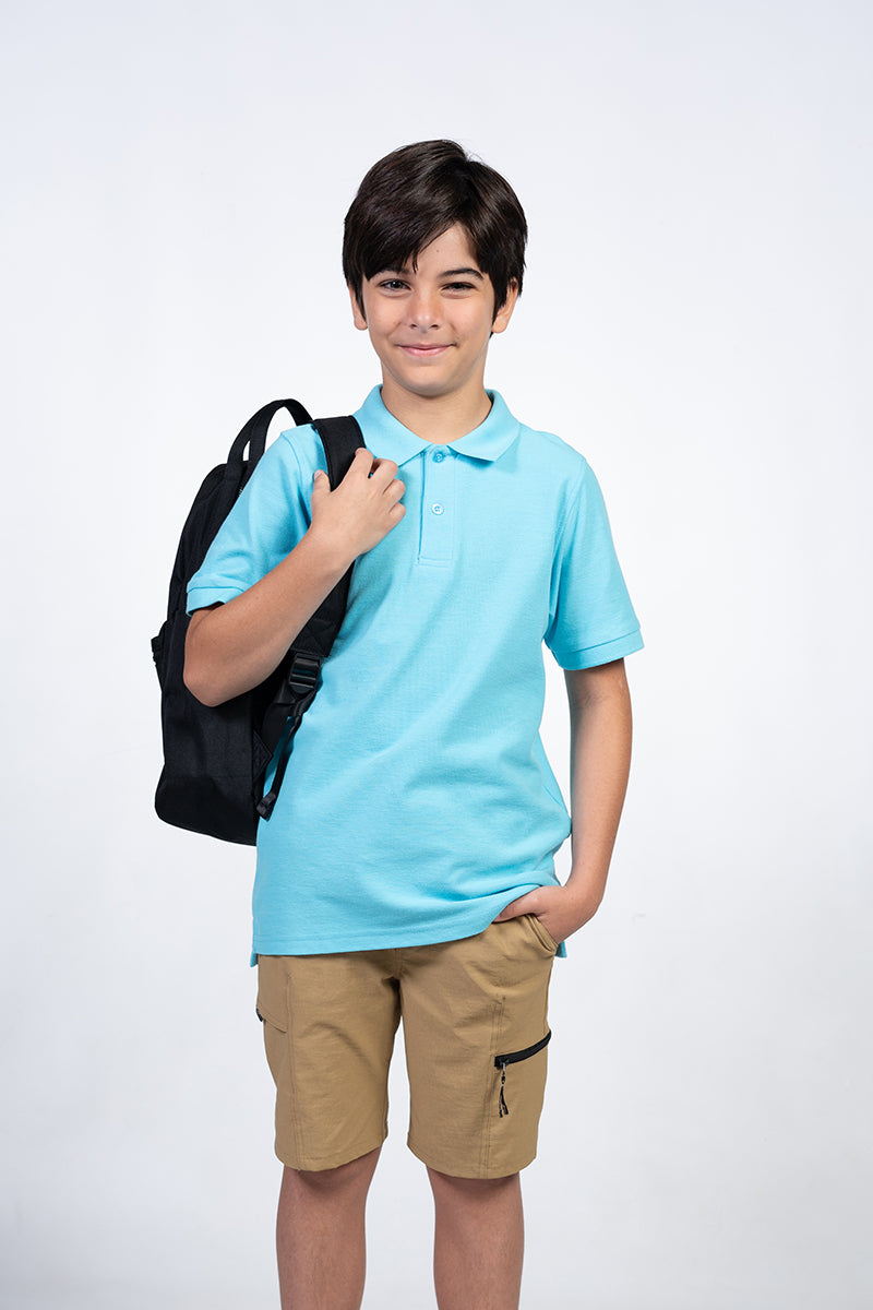 Turquoise short sleeve polo shirt