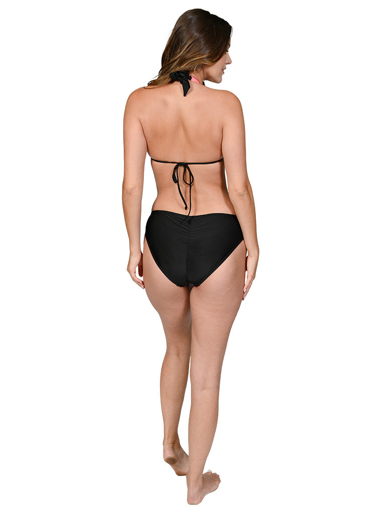 Back view of black multistrap bikini