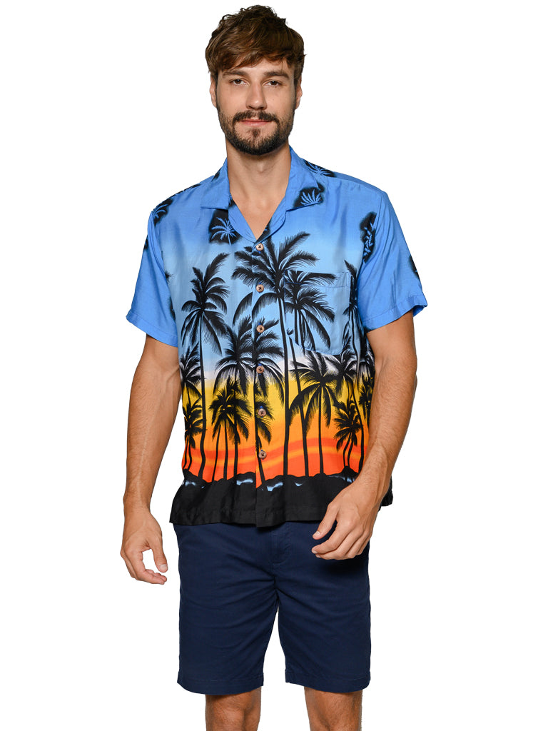 KOHS31-BPM-Blue Palms print shirt