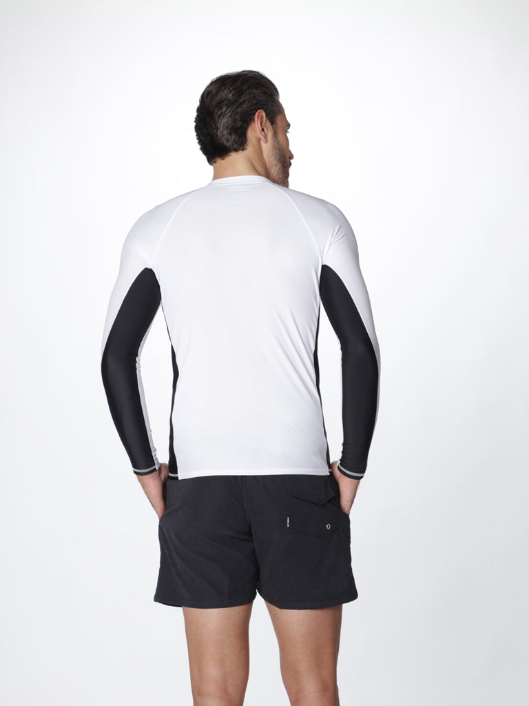 Men's Color-block rash guard, Royal / White back view