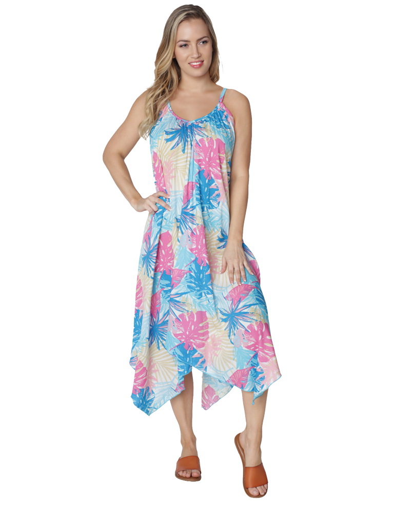 Spaghetti strap handkerchief maxi dress