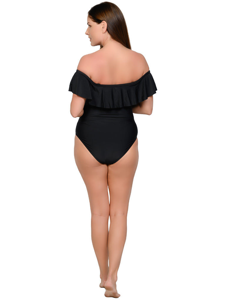 Off-the-shoulder one piece bathing suit