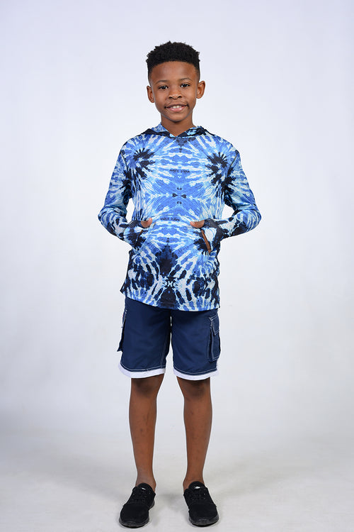 Blue tie dye hoodie shirt