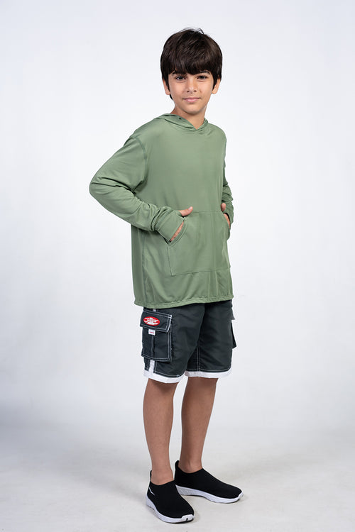 Military green hoodie shirt