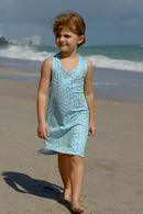 Printed knit cross back dress for girls