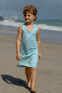 Printed knit cross back dress for girls