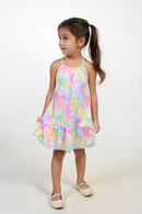 Printed knit cross back dress for girls