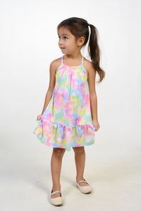 Printed knit cross back dress for girls