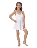 Girl's ruffle bottom embroidered slip dress cover up