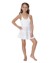 Girl's ruffle bottom embroidered slip dress cover up