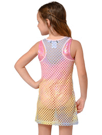 Girl's fishnet mesh dress with a racer back detail