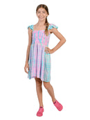 Off-the-shoulder smocked dress for tweens