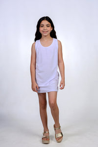 White terry back tank dress for girls