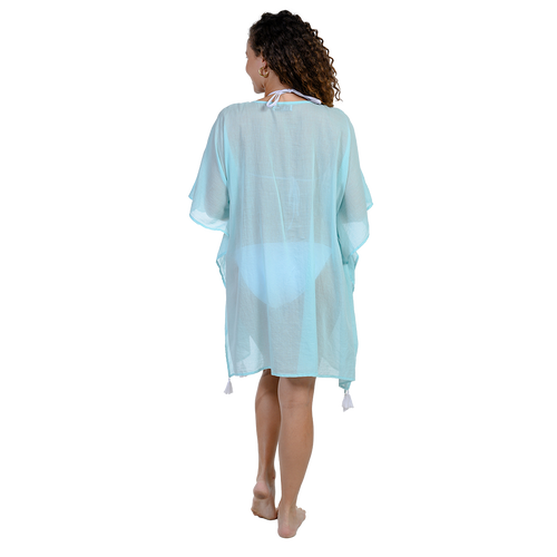 Solid color kaftan with beaded collar detail