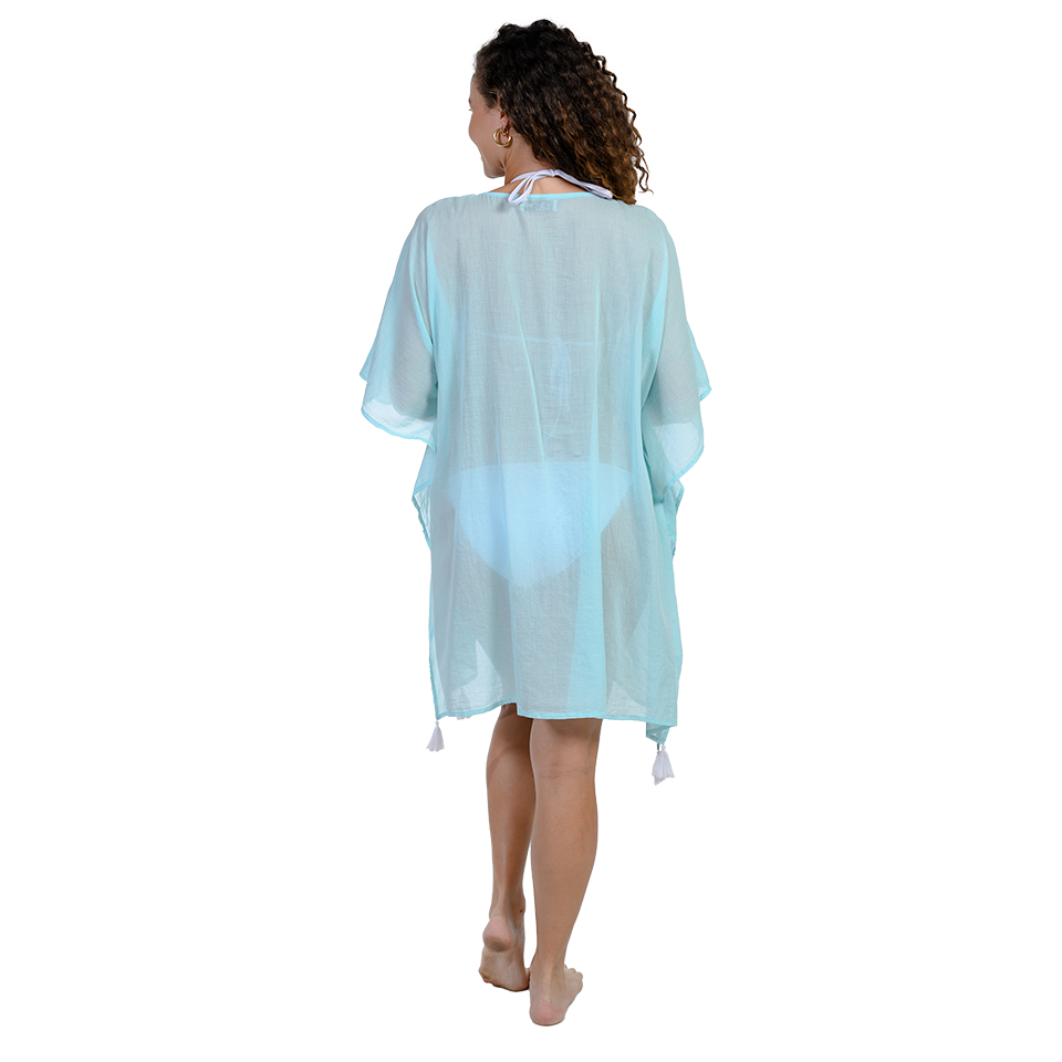 Solid color kaftan with beaded collar detail