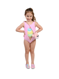 Swimwear for toddler girls in the three ice-cream scoop theme