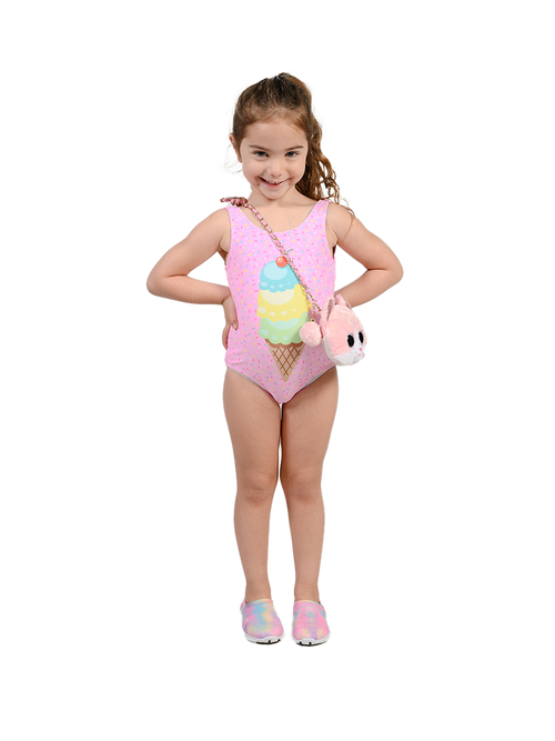 Swimwear for toddler girls in the three ice-cream scoop theme