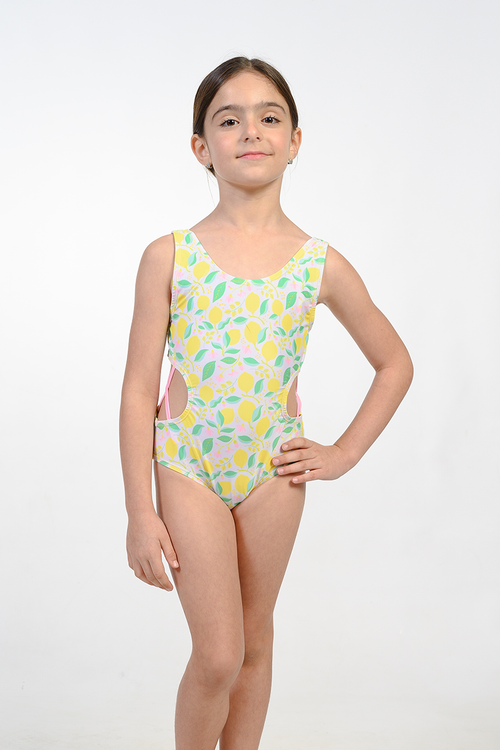 Girl's side-cut out bathing suit