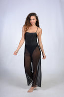 Black micro mesh pant