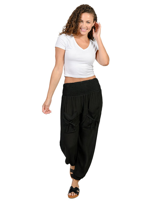 Smocked Harem Pants
