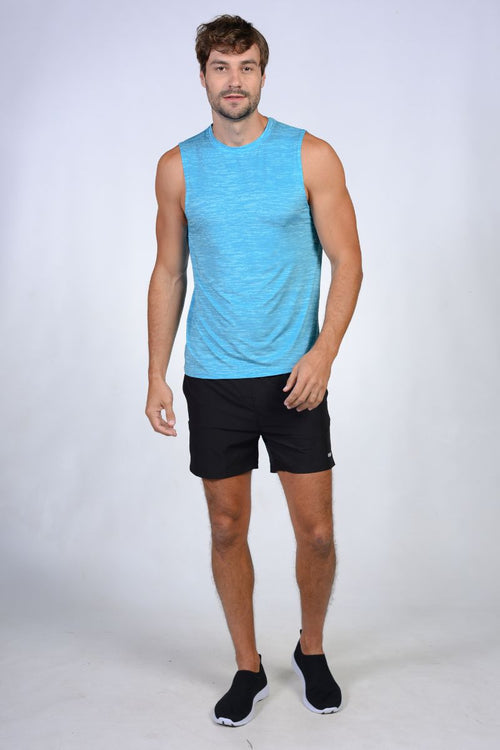 Men's muscle shirt in Turquoise sea space dye