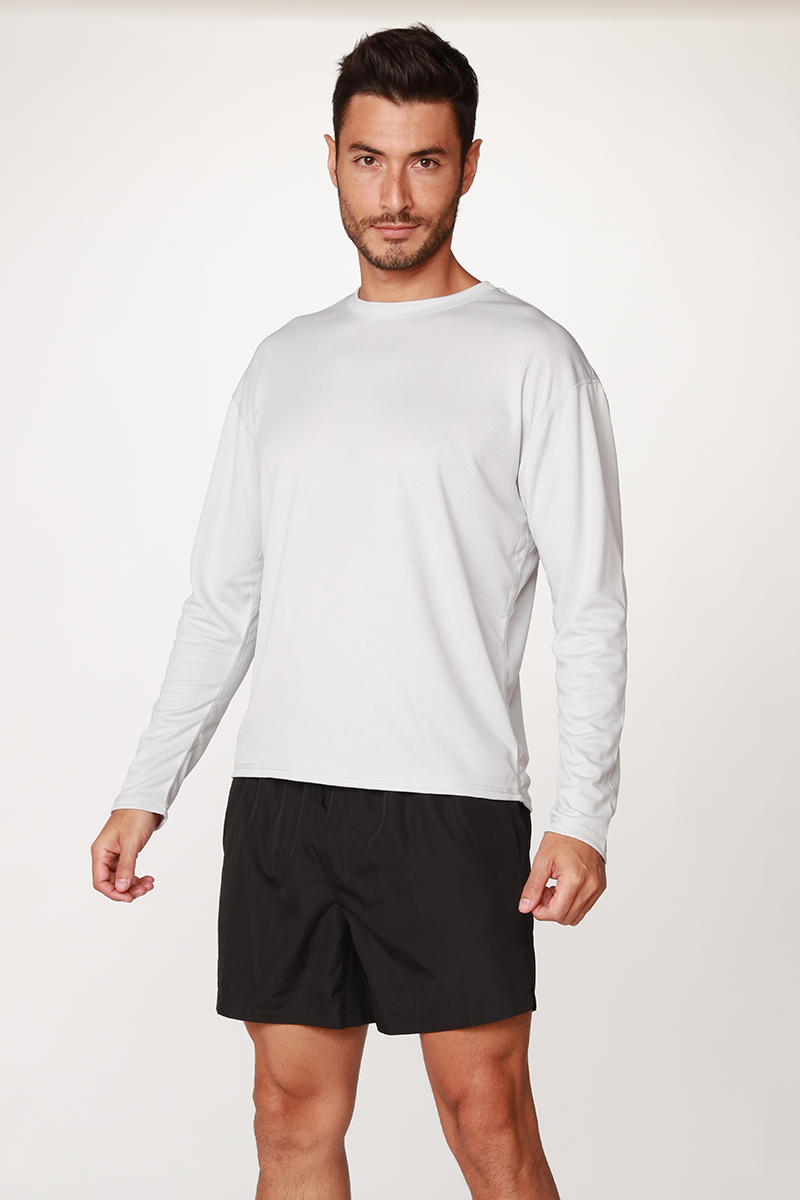 Men's UPF 50+ UV Sun Protection Outdoor Long Sleeve Performance T-Shirt in birdseye fabric