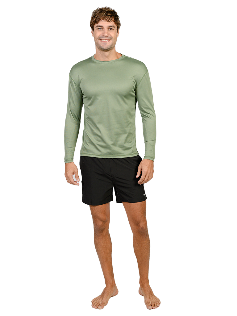 Men's UPF 50+ UV Sun Protection Outdoor Long Sleeve Performance T-Shirt in birdseye fabric