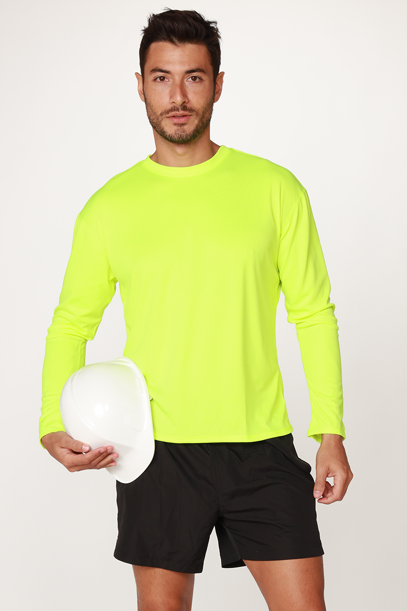 Men's UPF 50+ UV Sun Protection Outdoor Long Sleeve Performance T-Shirt in birdseye fabric