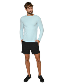 MAX8700-ribbed long sleeve sun shirt in Light Blue