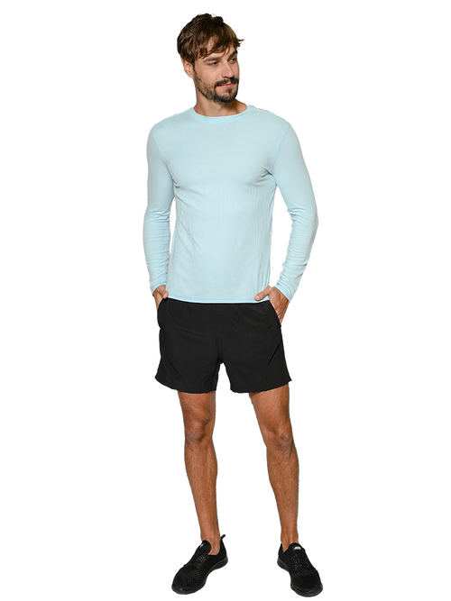 MAX8700-ribbed long sleeve sun shirt in Light Blue