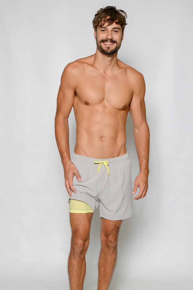 Solid Swim Shorts With Boxer Men