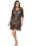 Fishnet mesh dress with half-sleeve styling