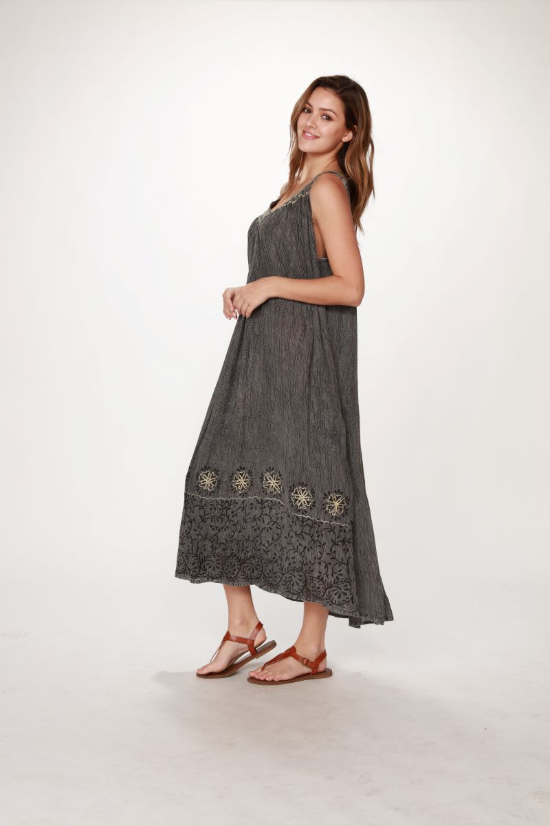 Long Crinkle Rayon Dress