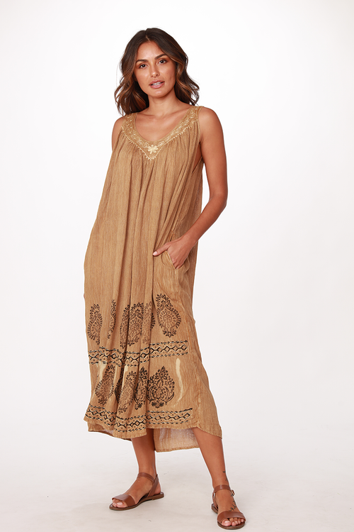 Long Crinkle Rayon Dress