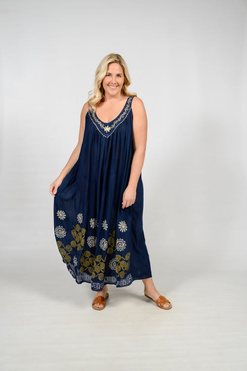 Long Crinkle Rayon Dress