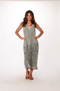 Long Crinkle Rayon Dress