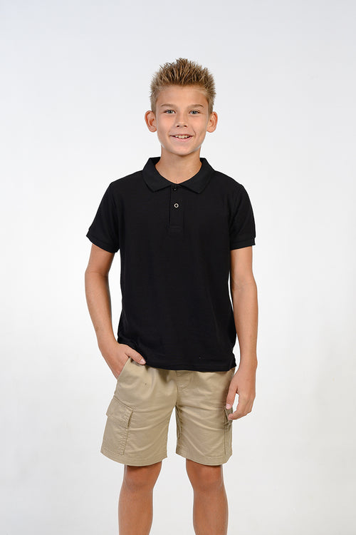 Black short sleeve polo shirt