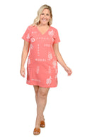 Printed V-neck 100% Cotton T-shirt short dress