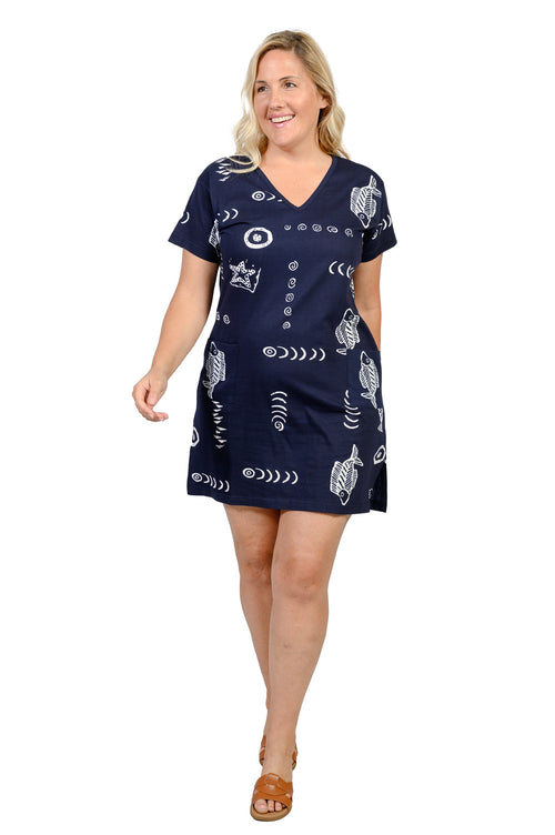 Printed V-neck Dress