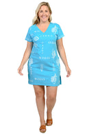 Printed V-neck 100% Cotton T-shirt short dress