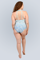 Missy V-Neck, high strap back one piece bathing suit.